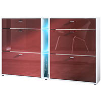 SCHUHSCHRANK Today Fronten in Bordeaux Hochglanz - Bordeaux, Holzwerkstoff (155.5/95/28cm) - Vladon