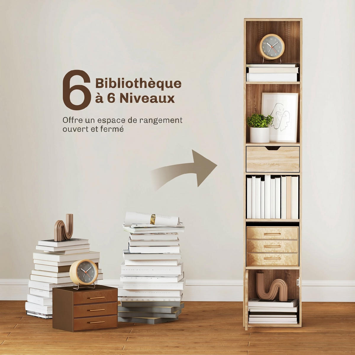 BÜCHERREGAL 30/24/158 cm natur - Naturfarben, Karton (30/158/24cm)