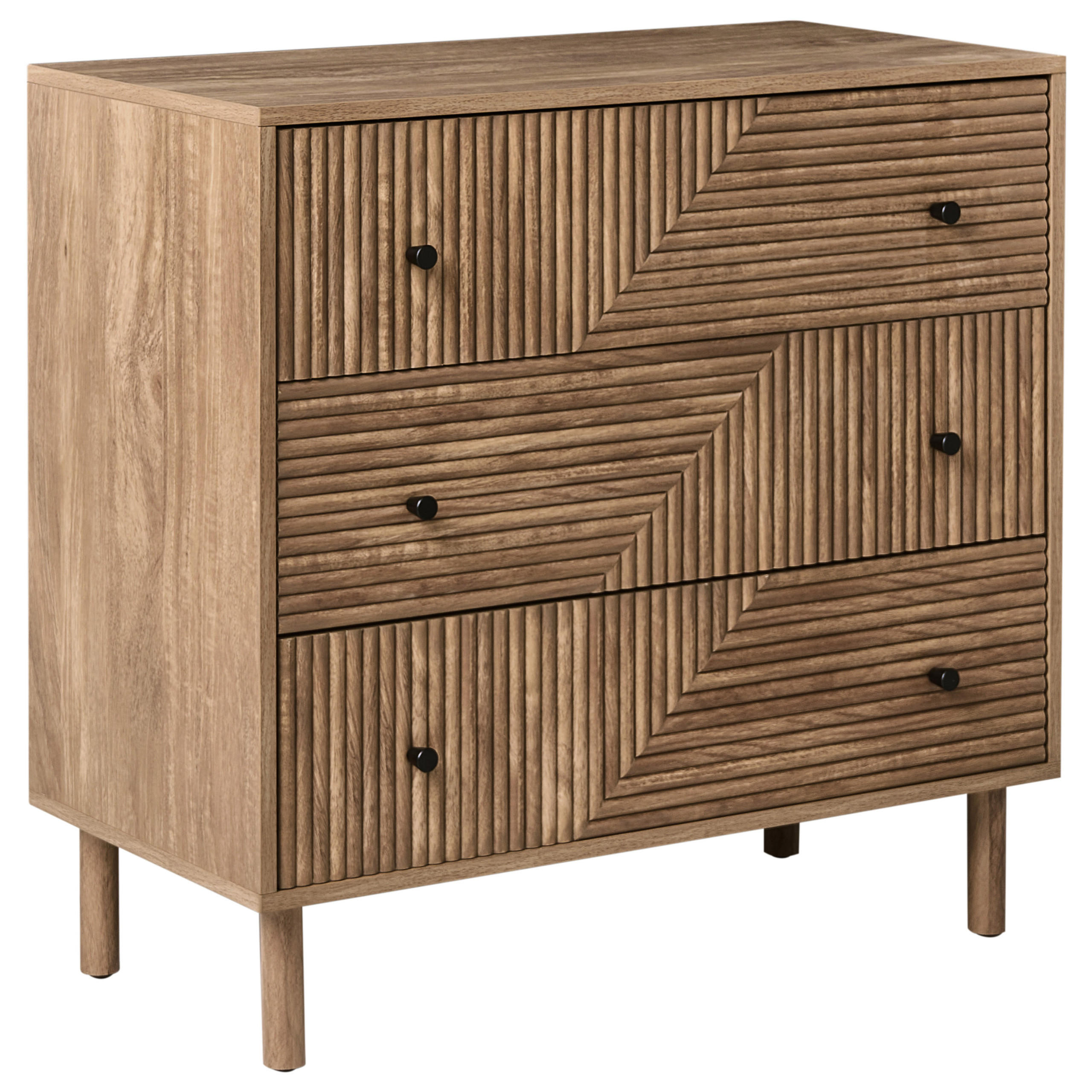 KOMODA s 3 zásuvkami Světle hnědá Ronge - světle hnědá, kompozitní dřevo (80/77/40cm) - Beliani