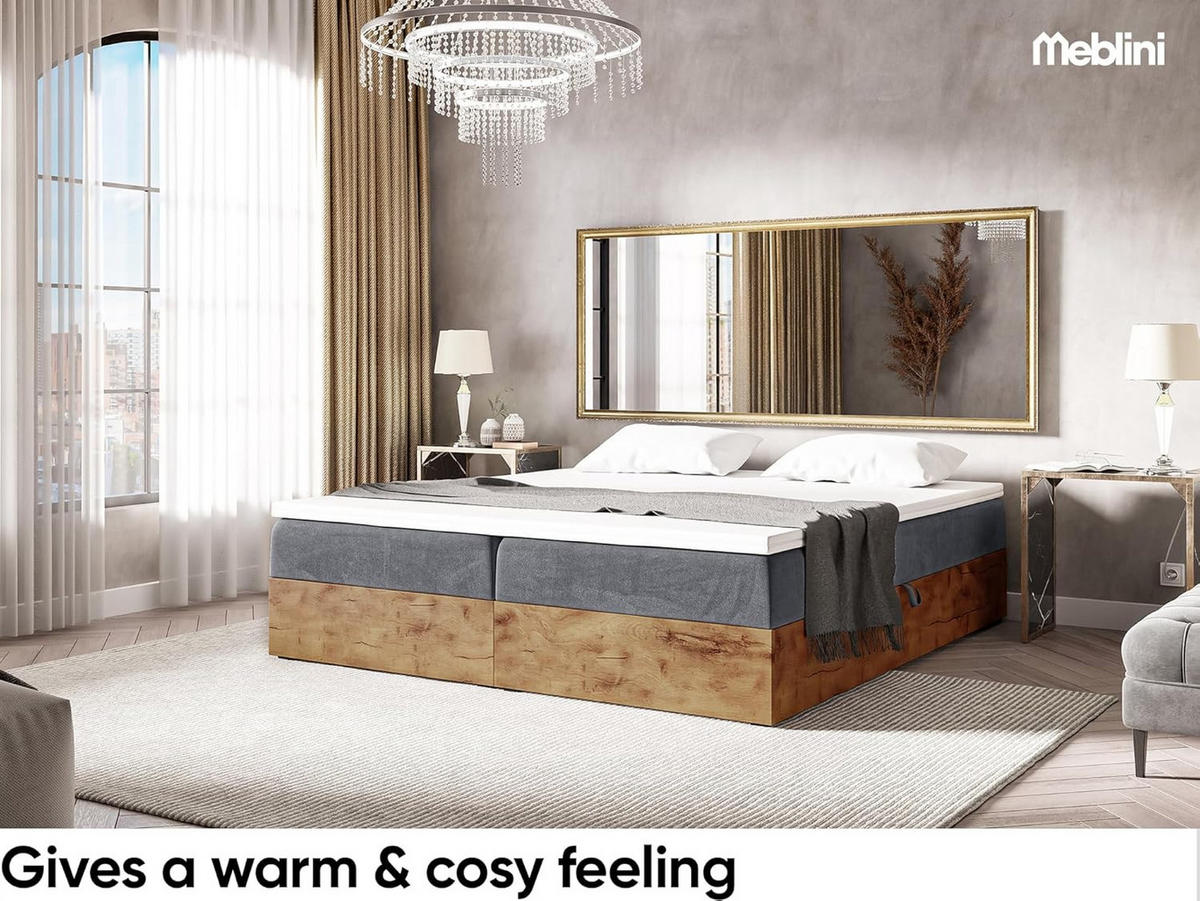 BOXSPRINGBETT LOFTY BOX - Dunkelgrau, Holzwerkstoff (120/220cm) - Meblini