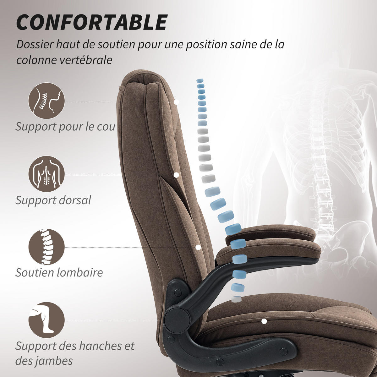 DREHSTUHL DE-11752 70/70/114-122 cm Braun - Braun, Textil (70/122/70cm) - ComfortXL