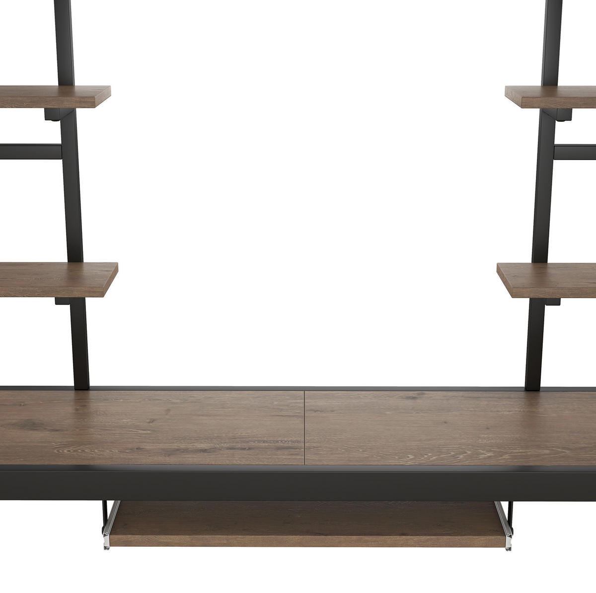 HOCHBETT 140/200 cm Schwarz aus Metall mit Schreibtisch und 2 Regalen - Schwarz, Metall (140/200cm) - OKMYHOME