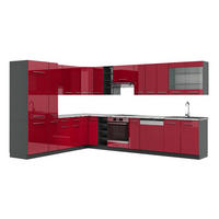 ECKKÜCHE Fame-Line Bordeaux Hochglanz/Anthrazit 347 x 257 cm mit Arbeitsplatte - Bordeaux/Anthrazit, Holzwerkstoff (347/81.6/60cm) - Vicco