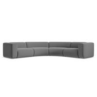 ECKSOFA Samt Stoff Grau - Schwarz/Grau, Kunststoff/Textil (318/318cm) - Makamii