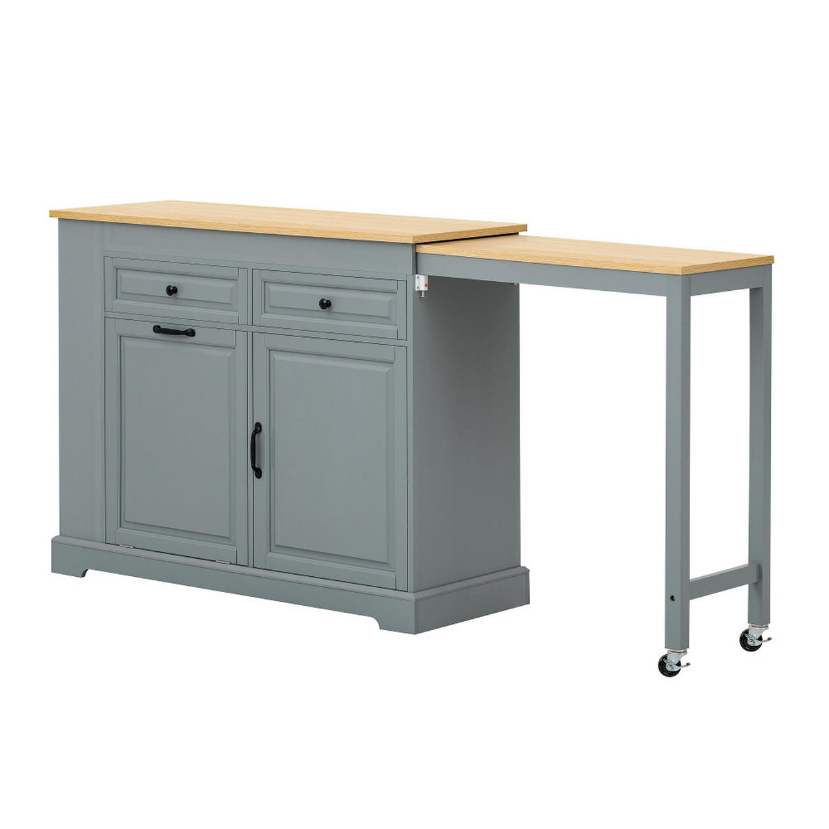 KÜCHENINSEL AUF ROLLEN Ausziehbare Arbeitsplatte Grau 112-180/45/92 cm - Grau, Kunststoff (45/92/116cm) - Rolipo