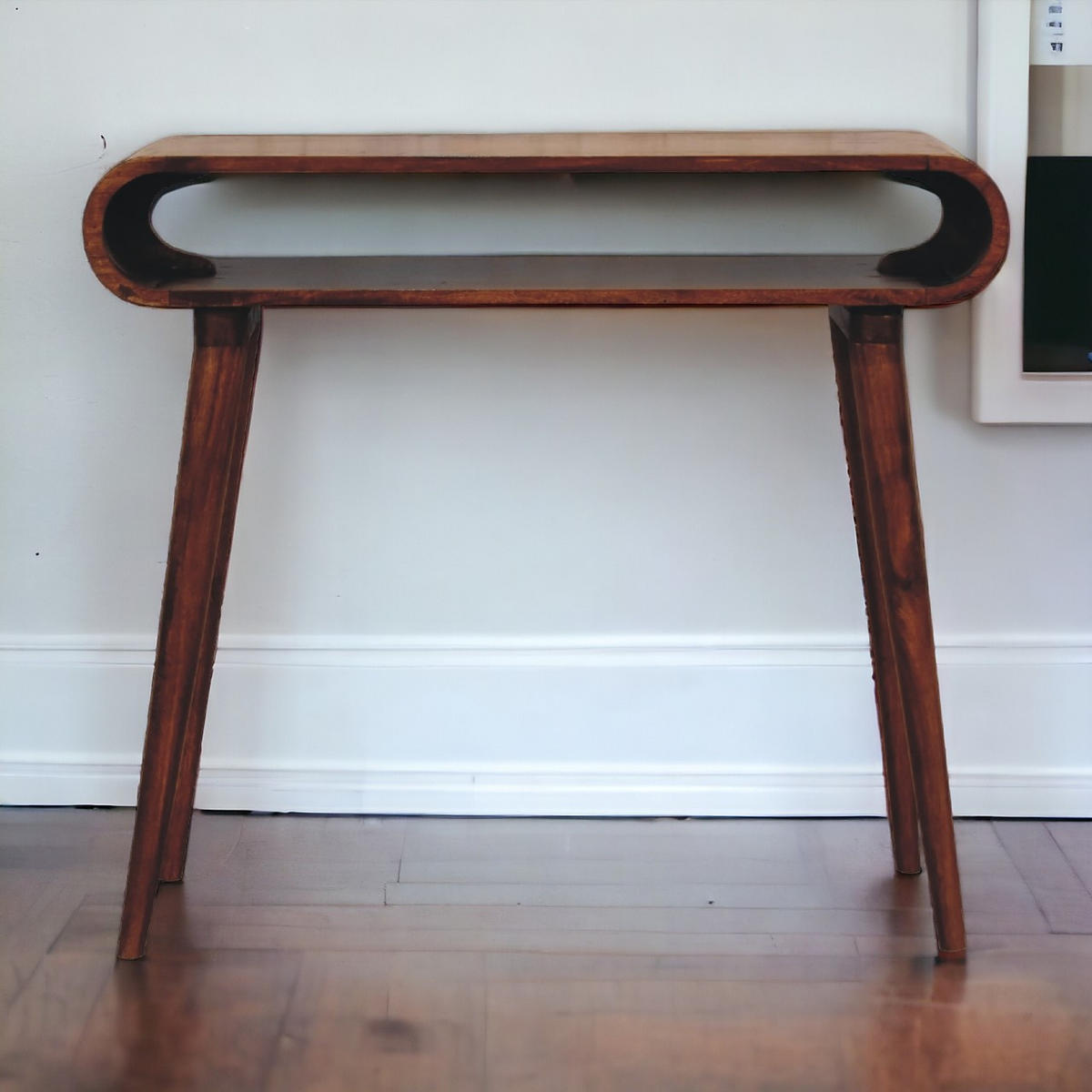 KONSOLENTISCH aus 100% massivem Mangoholz - Kastanienfarben/Messingfarben, Holz/Metall (35/90/80cm) - Artisan Furniture