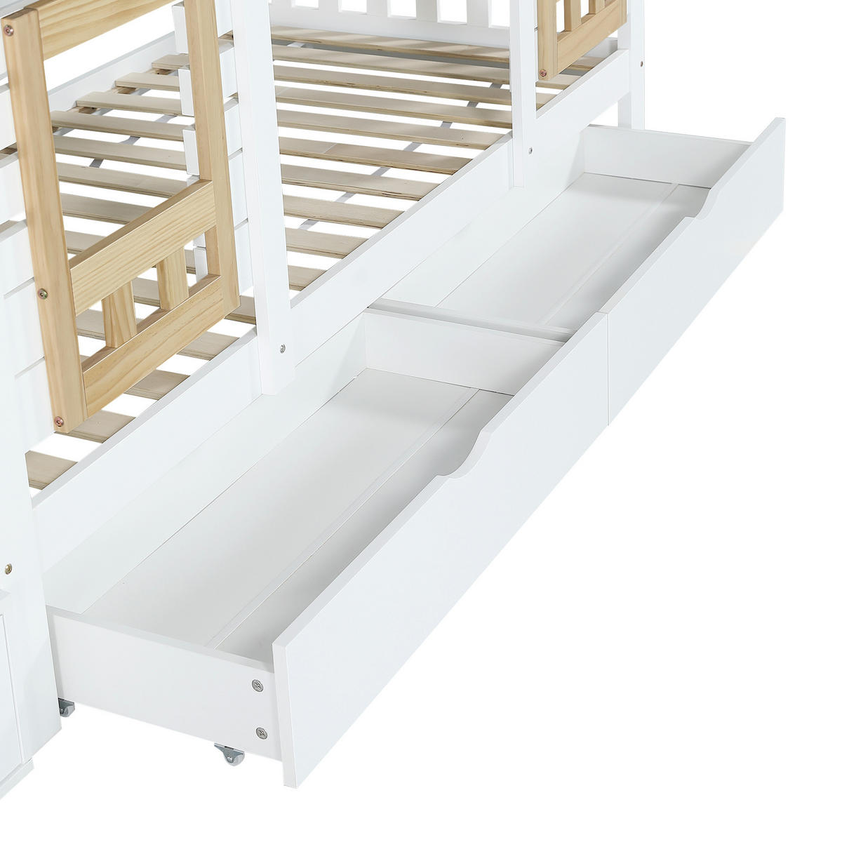 ETAGENBETT Kinderbett Weiß+Natur 90x200cm - Naturfarben, Holz (90/200cm) - ComfortXL