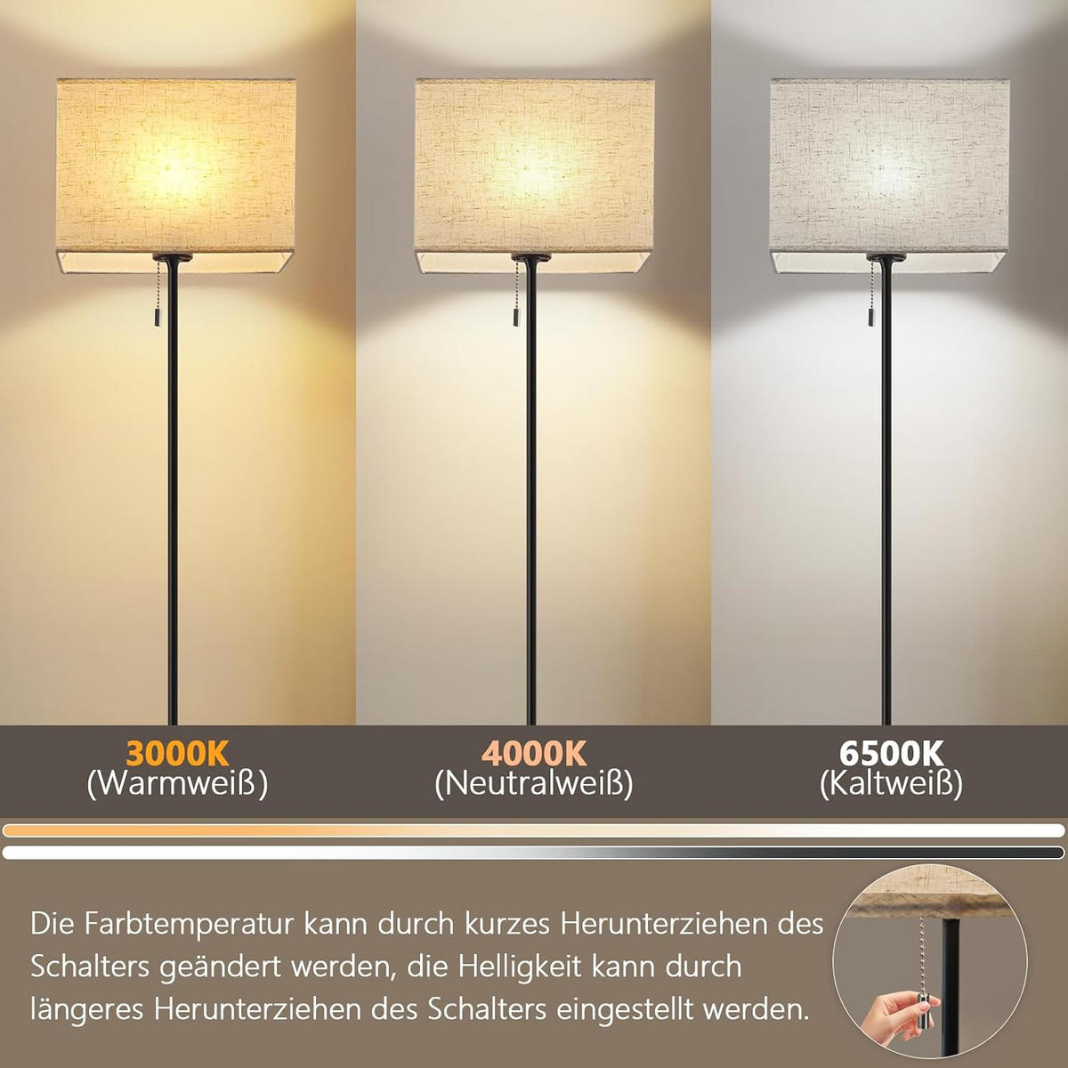 LED STEHLAMPE Strahlmar 25.5/16/134 cm - Schwarz, Textil/Metall (25.5/16/134cm) - ZMH