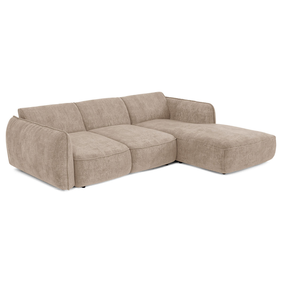 ECKSCHLAFSOFA Rastervelours 274cm - Beige, Textil (274/174cm) - Sia Home