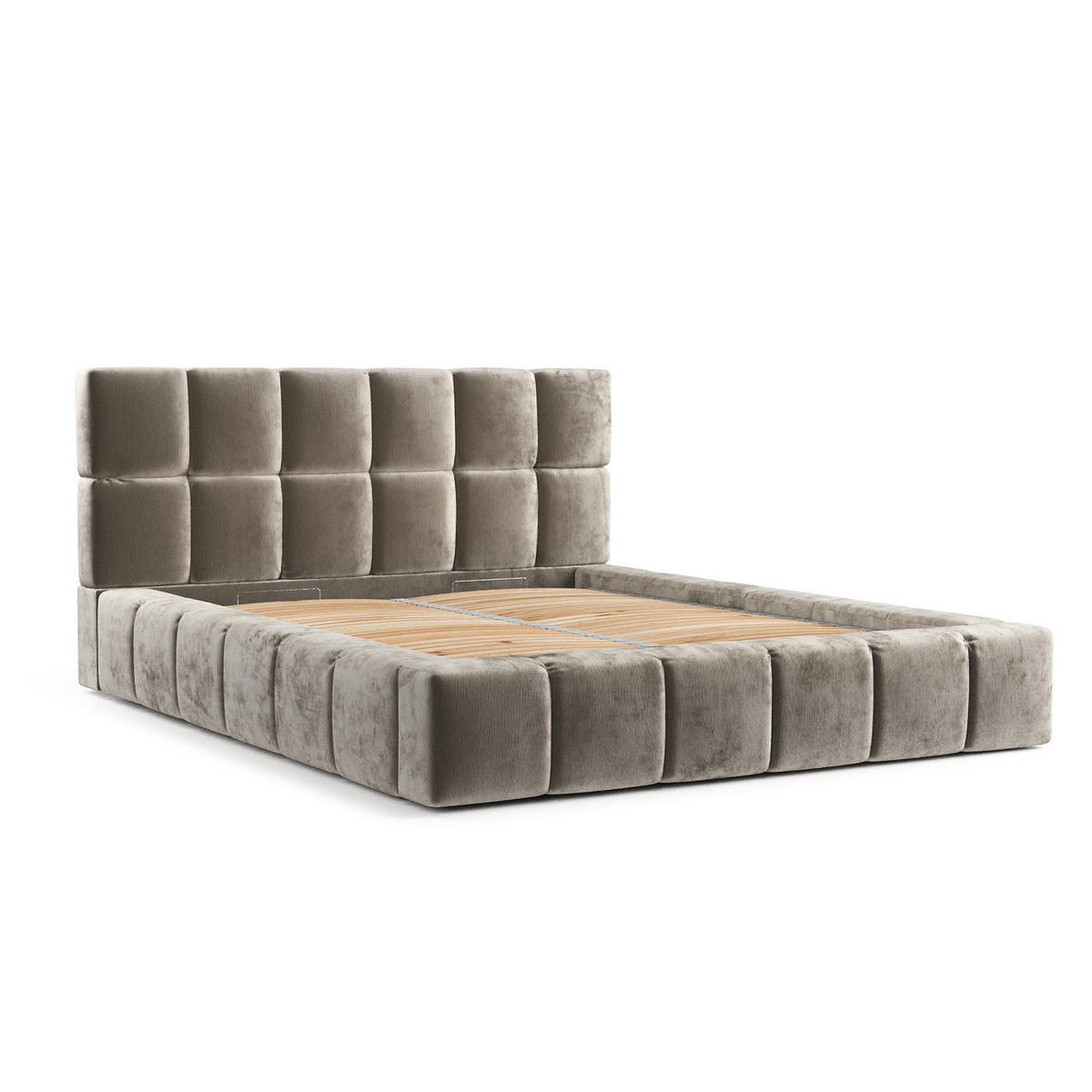 POLSTERBETT Kendal Dos Beige 200/200 cm im Chenille-Stoff - Beige/Schwarz, Holz/Holzwerkstoff (200/200cm) - Maison de Reve