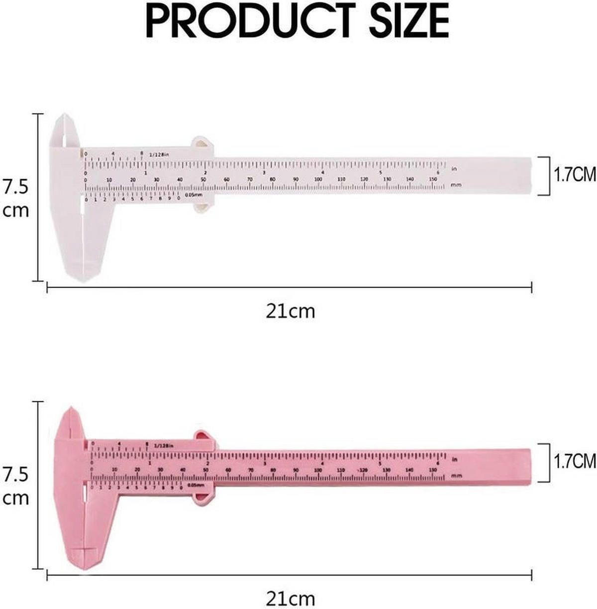 MESSSCHIEBER - zweiteiliges Set (weiß, rosa) - Multicolor, Kunststoff (21/7.5/1cm) - DCA