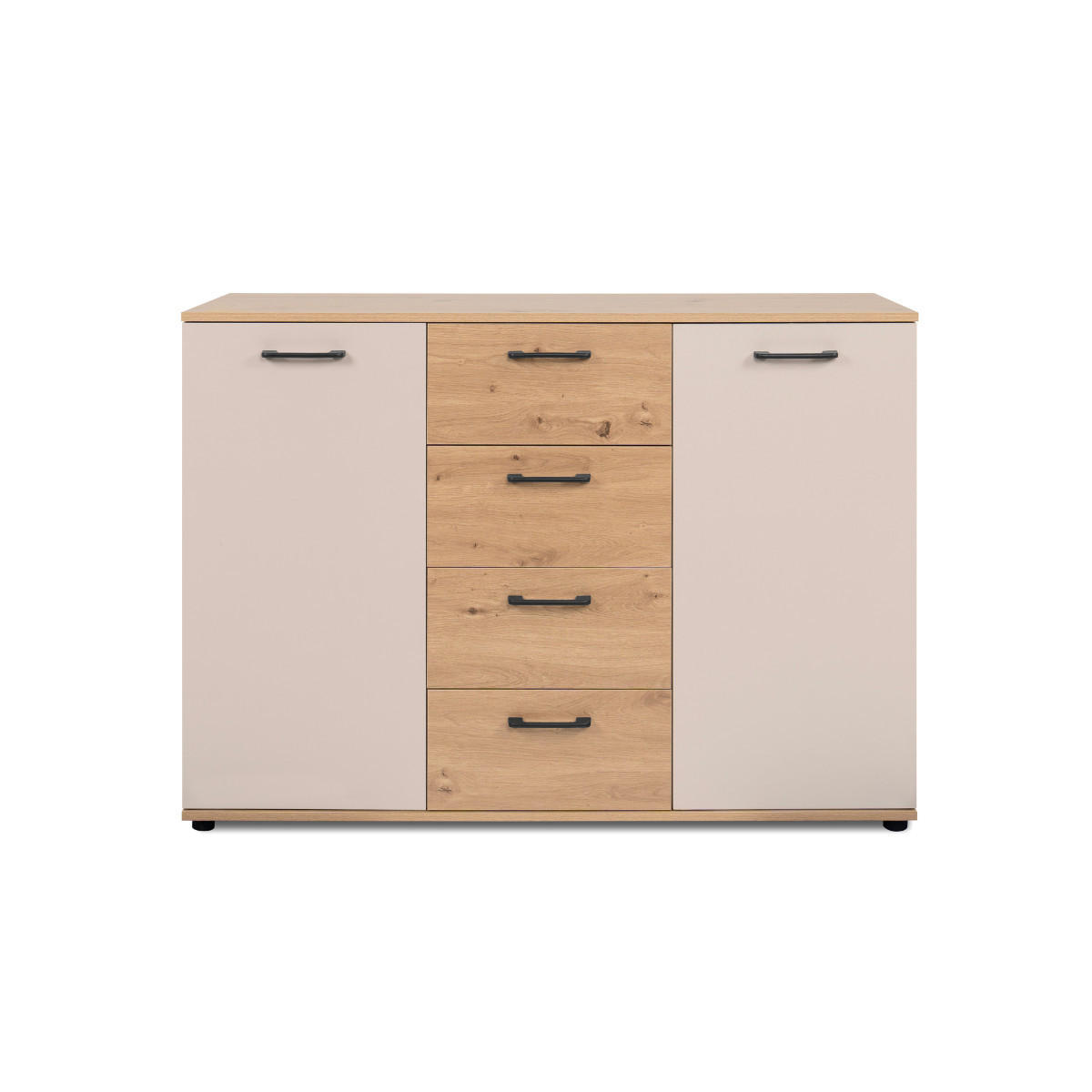 SIDEBOARD mit 2 Türen, 4 Schubladen, Eicheneffekt und Kaschmir 120/35/85,5 cm - Eschefarben, Holzwerkstoff (35/85.5/43.5cm) - Calicosy