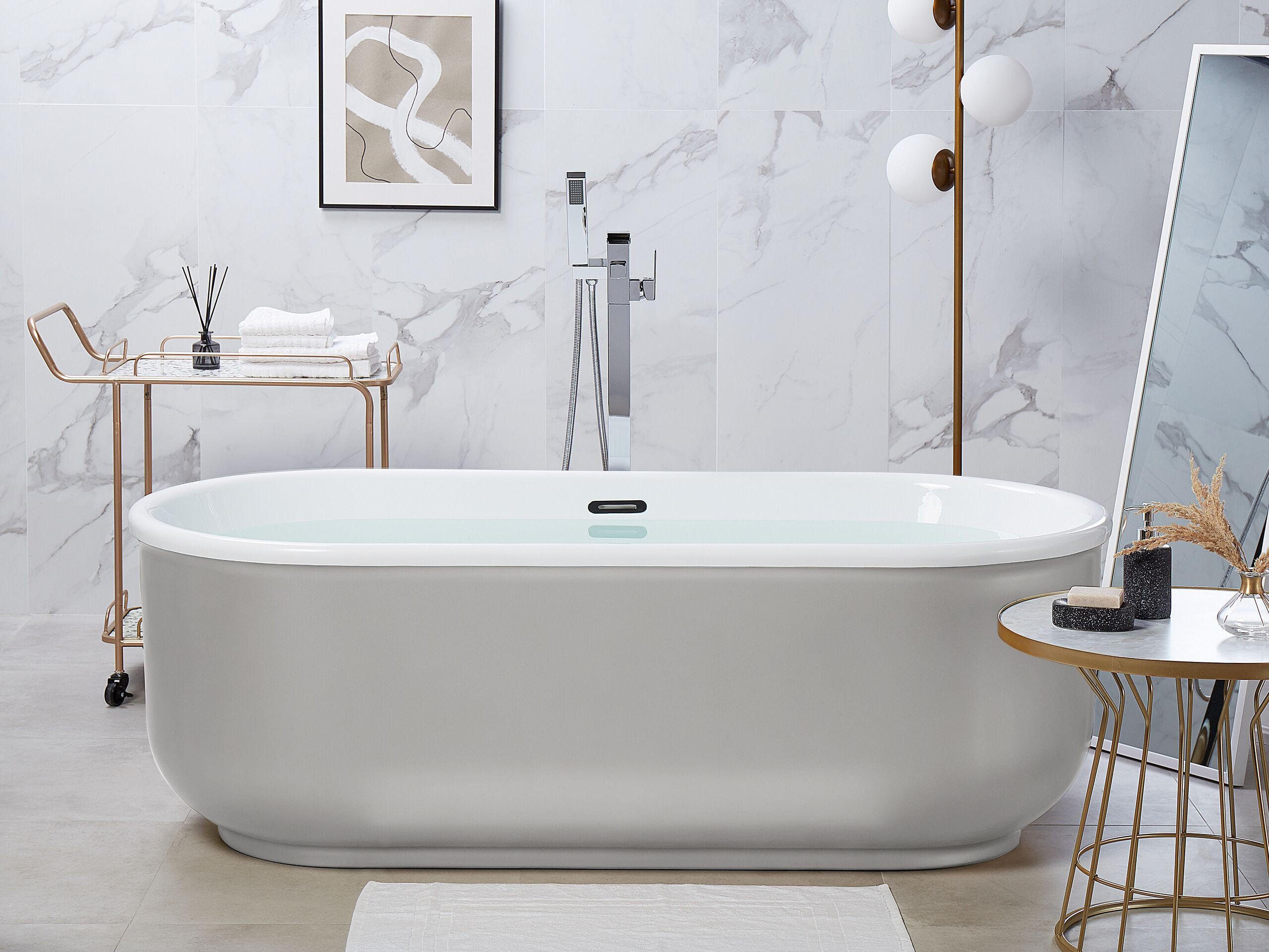 Thumbnail - Beliani Badewanne, Silber, Kunststoff, Oval, 80x59x170 cm, Badezimmer,,Badewannen
