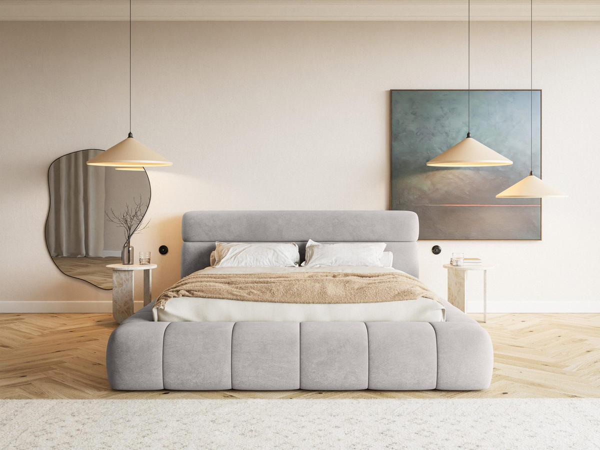 POLSTERBETT Nuuk 200x200 cm, Silber - Grau, Textil (200/200cm) - Fedve