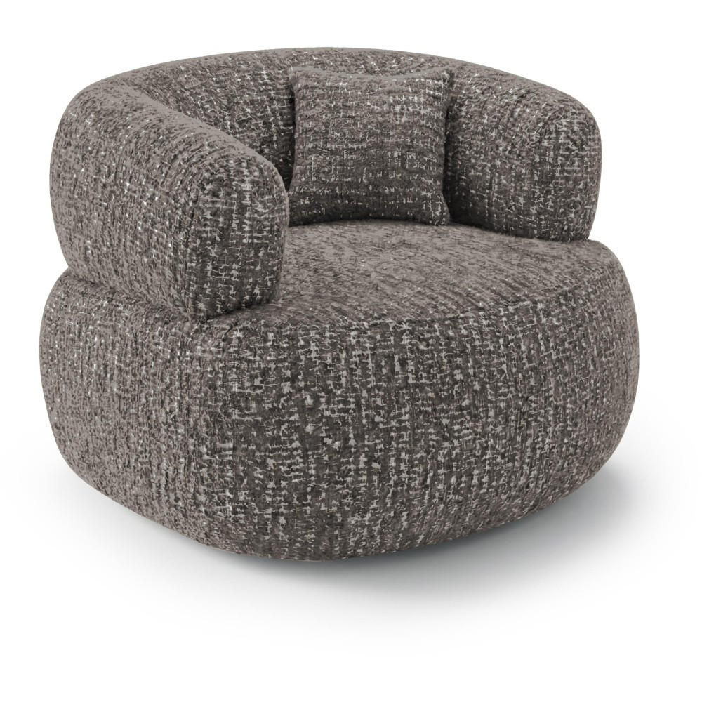 SESSEL Laila, Drehsessel mit runder Form, Braun, Geflecht-Stoff - Braun, Textil (95/75/97cm) - Beautysofa