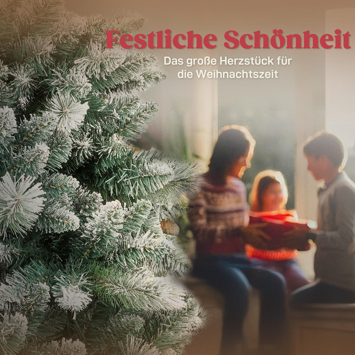 WEIHNACHTSBAUM DE-41586 Schnee, 1000 Spitzen, Tannenzapfen 180 cm - Weiß/Grün, Kunststoff (180cm) - ComfortXL