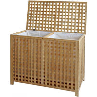 WÄSCHEBOX Hanau 2 Fächer je 95 Liter 88x46x68cm Holz Natura Wäschesammler - Naturfarben, Holz (88/68/46cm) - DELUKE