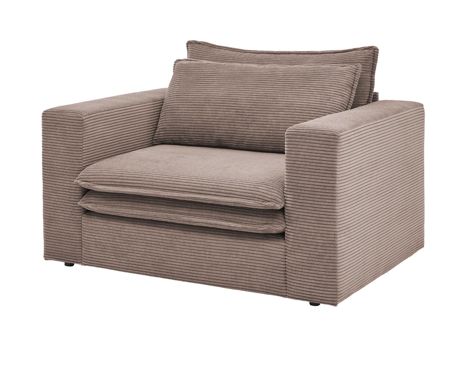 LOVESEAT braun Cord, Loungesessel 125 cm - Beige/Braun, Holz/Kunststoff (125/83/91cm) - Furn.Design