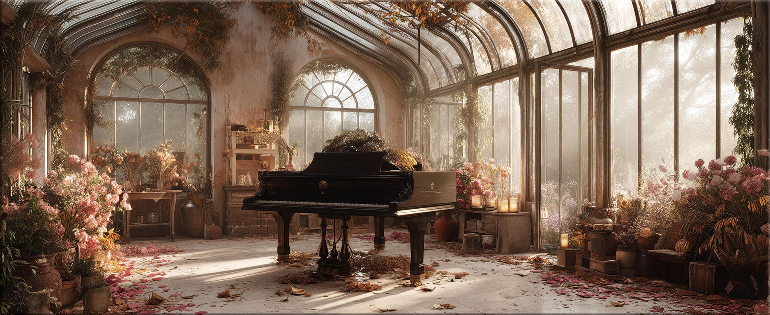 GLASBILD 125x50 cm Vintage beige - Beige, Glas (125/50cm) - artissimo