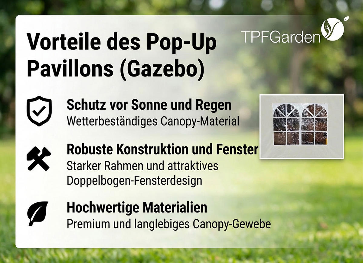 SEITENPLANE Roland für Pavillon mit Fenster 300x190 cm, Wasserabweisend, Farbe: Ecru - Naturfarben, Kunststoff (300/190/0.3cm) - TPFGarden