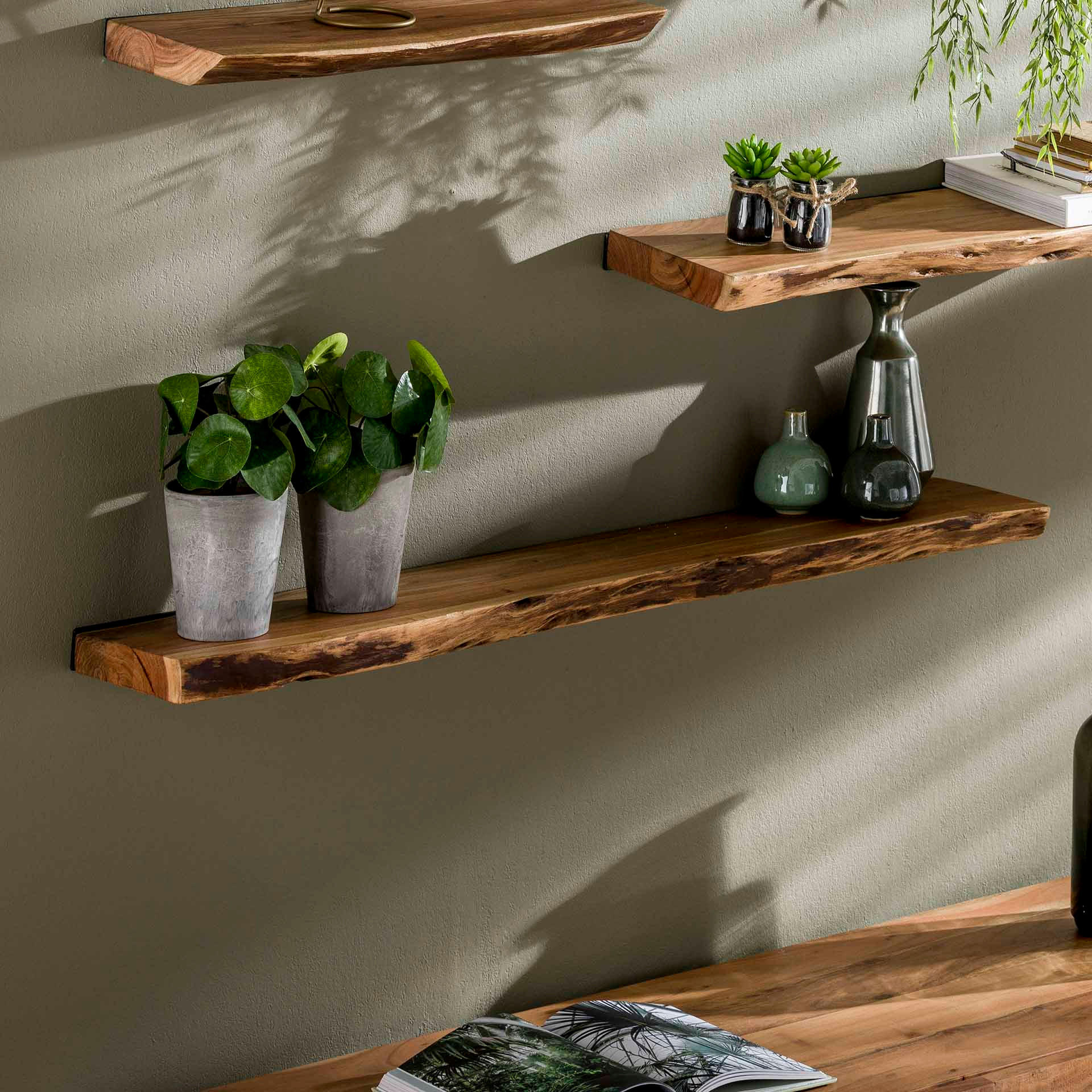 WANDREGAL Edge Braun 120/20/4 cm - Braun, Holz (20/4/120cm) - Hoyz Collection