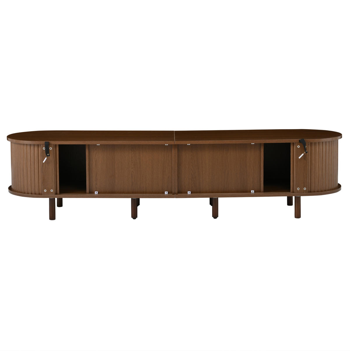 TV-LOWBOARD aus MDF 170x40x40 cm Dunkle Eiche mit 2 Schubladen, 2 Schiebetüren und ovaler Form - Braun, Holzwerkstoff (170/40/40cm) - Modfu