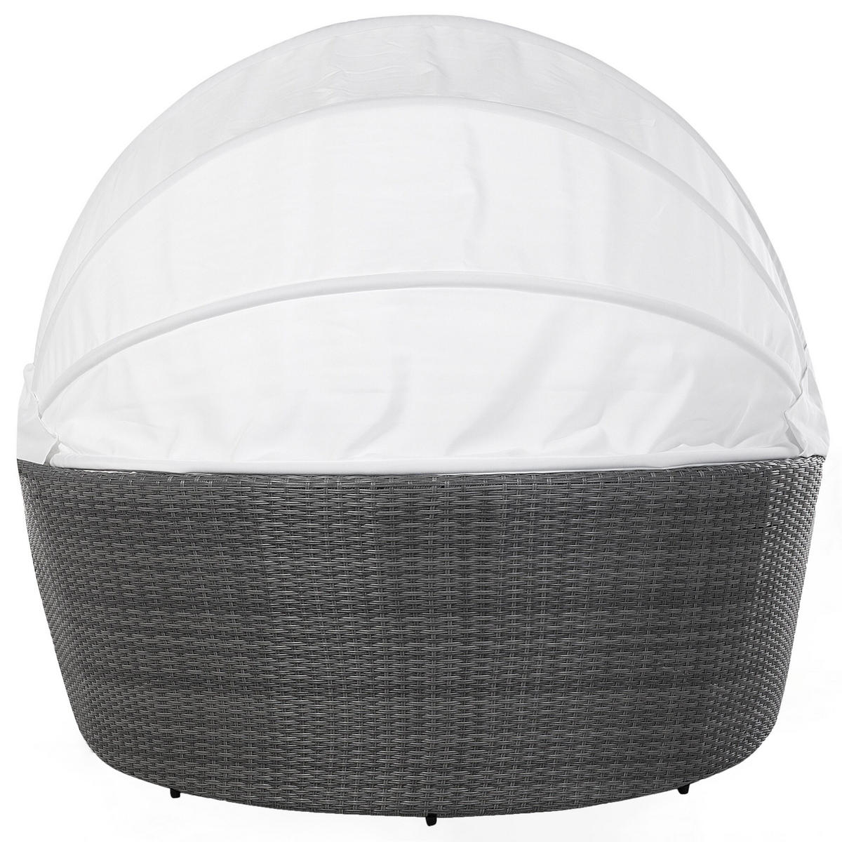 SONNENINSEL Rattan grau Sonnendach cremeweiß SYLT LUX - Weiß/Grau, Kunststoff (158/138/150cm)