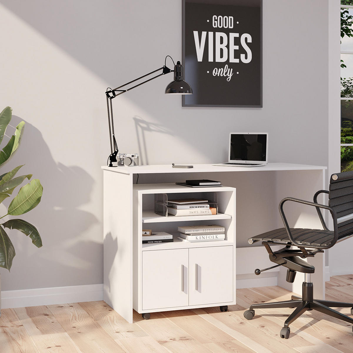 VOZÍK NA DOKUMENTY NA KOLEČKÁCH Novak Bílá - bílá, kompozitní dřevo (48.4/74.4/60.2cm) - Vicco