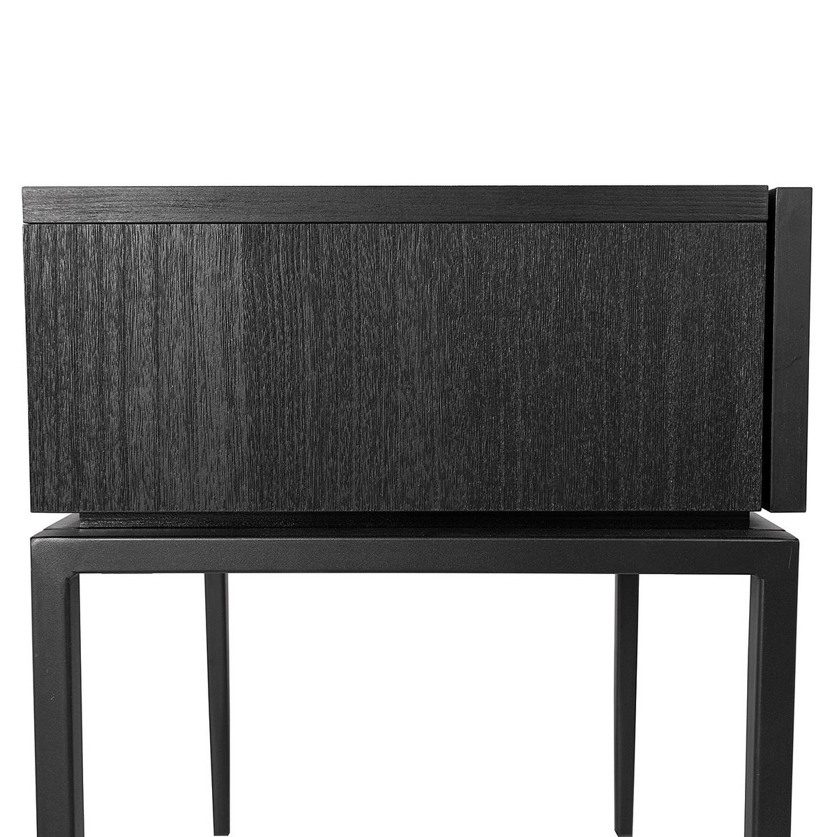 NACHTKOMMODE - Echtholzfurnier / Eisen - Schwarz, Holzwerkstoff (45/55/40cm) - home24