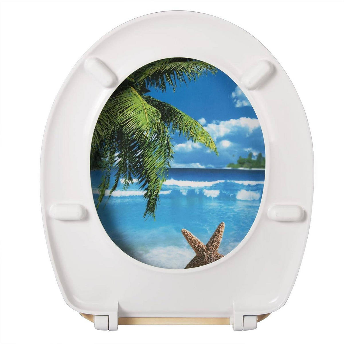 WC SITZ aus Duroplast, antibakterieller WC-Sitz - Blau/Weiß, Kunststoff (37/2.51/45cm) - Woltu
