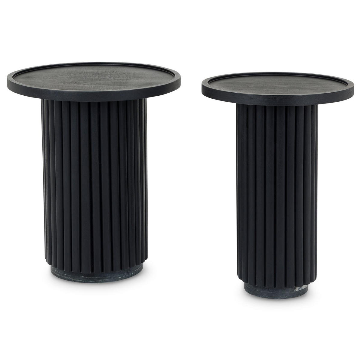 COUCHTISCHSET SARDA 2er Set schwarz - Schwarz, Naturmaterialien/Holz (46/46/53cm) - IDIMEX