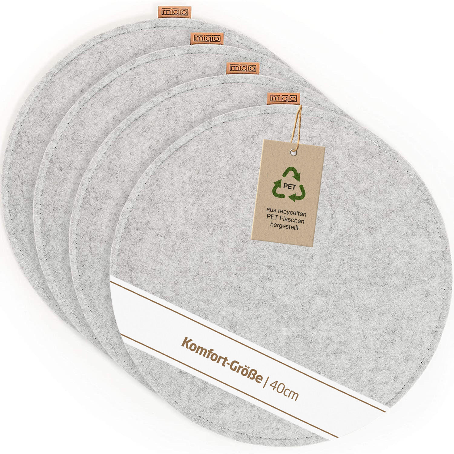 SITZKISSEN mit Antirutschnoppen 4er-Set - Hellgrau, Textil (40cm) - Miqio Design