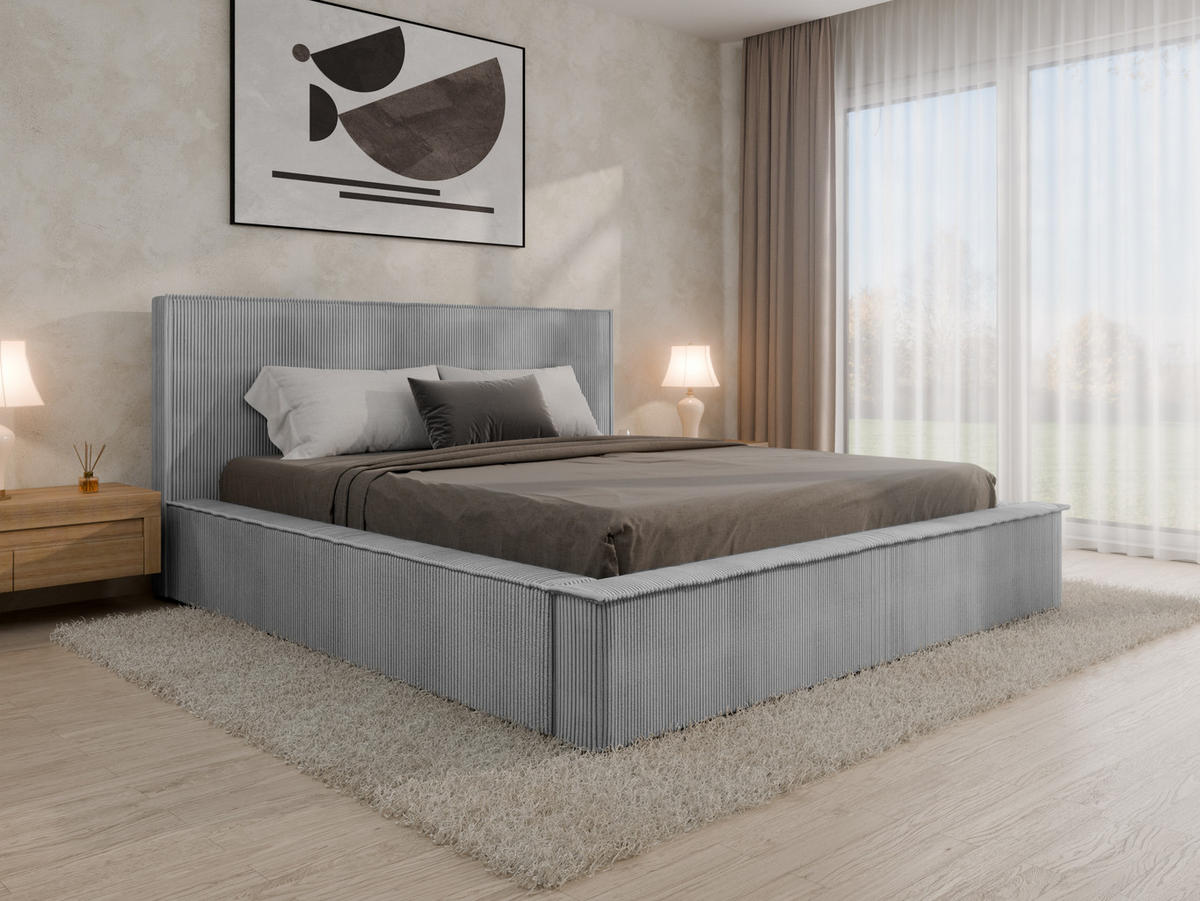 POLSTERBETT SANA 180x200cm, ohne Matratze, grau - Grau, Holz (180/200cm) - Homesy