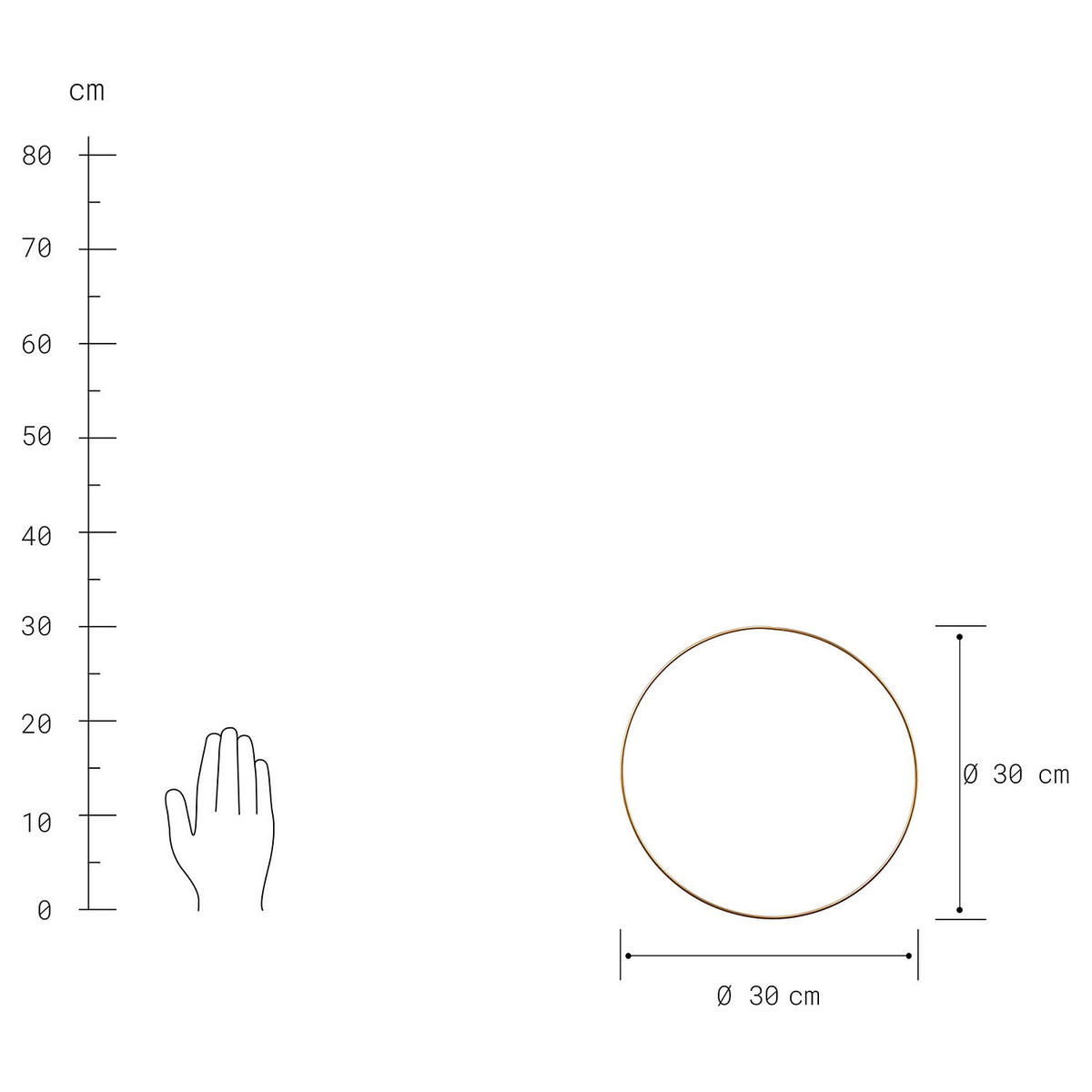 DEKO-RING (12er Set) Luna - Goldfarben, Metall (30/30/30cm) - Butlers