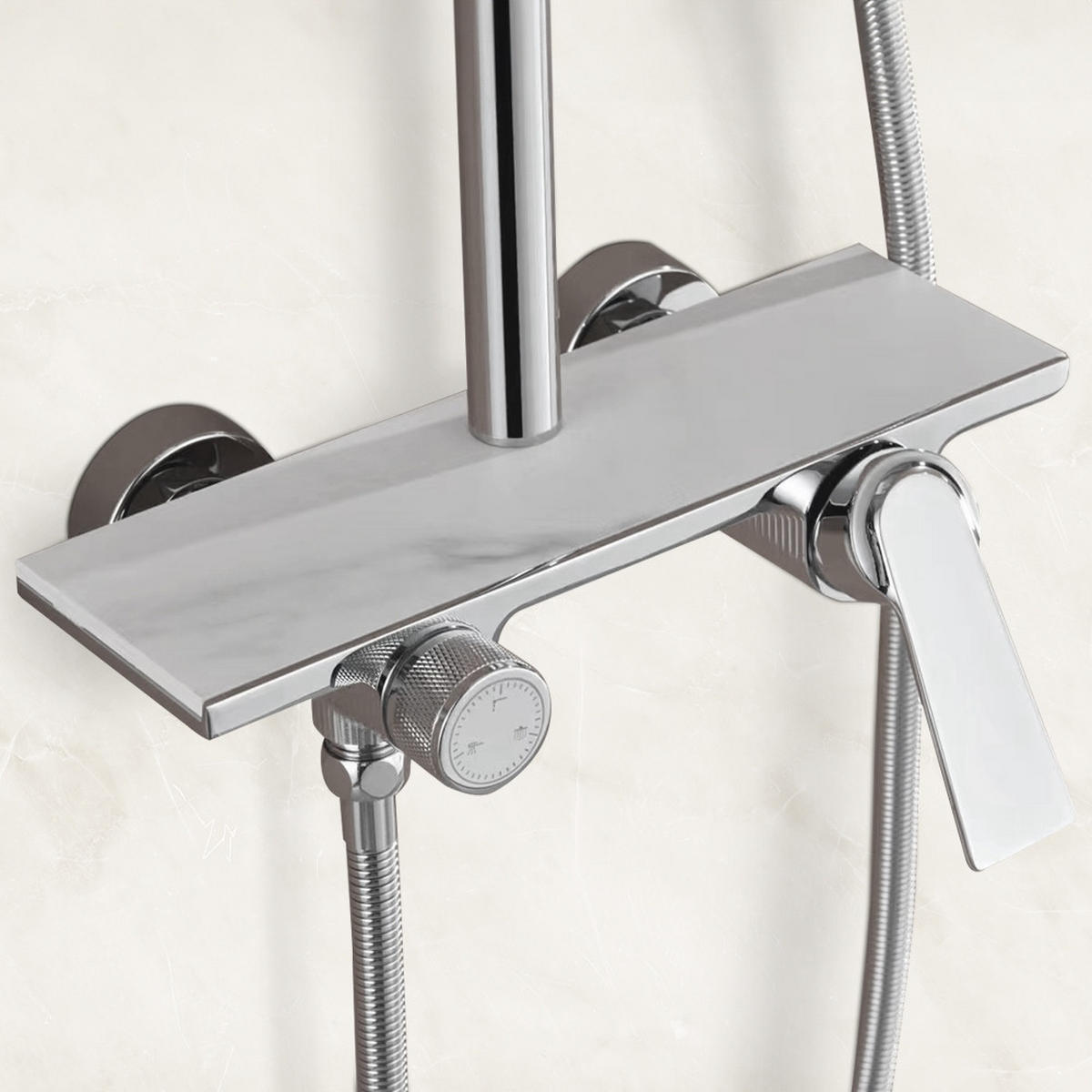 DUSCHARMATUR ICONIC - Weiß - Weiß, Metall (28/120/37.5cm) - Home Deluxe
