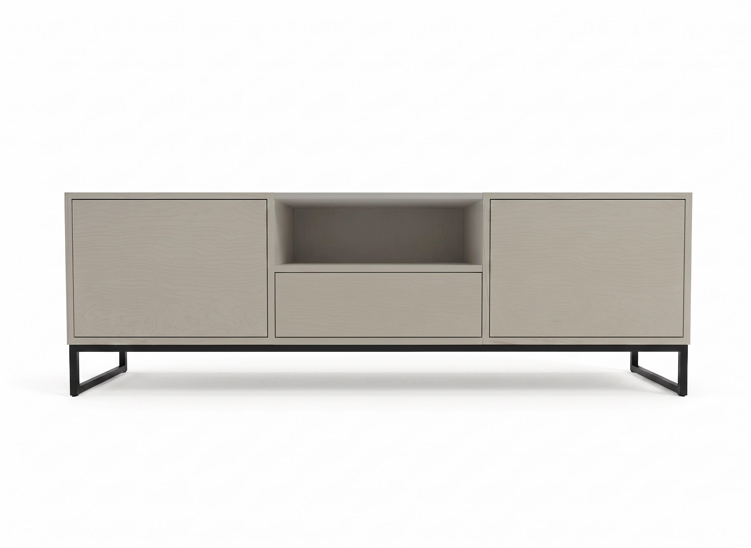 TV-SCHRANK Genua 160 cm, Hellgrün, TV-Kommode auf Metallgestell - Schwarz/Hellgrün, Holzwerkstoff (160/48/45cm) - Bettso