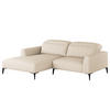1,5-SITZER ECKSOFA mit Longchair - Beige/Schwarz, Textil/Metall (232/180cm) - home24
