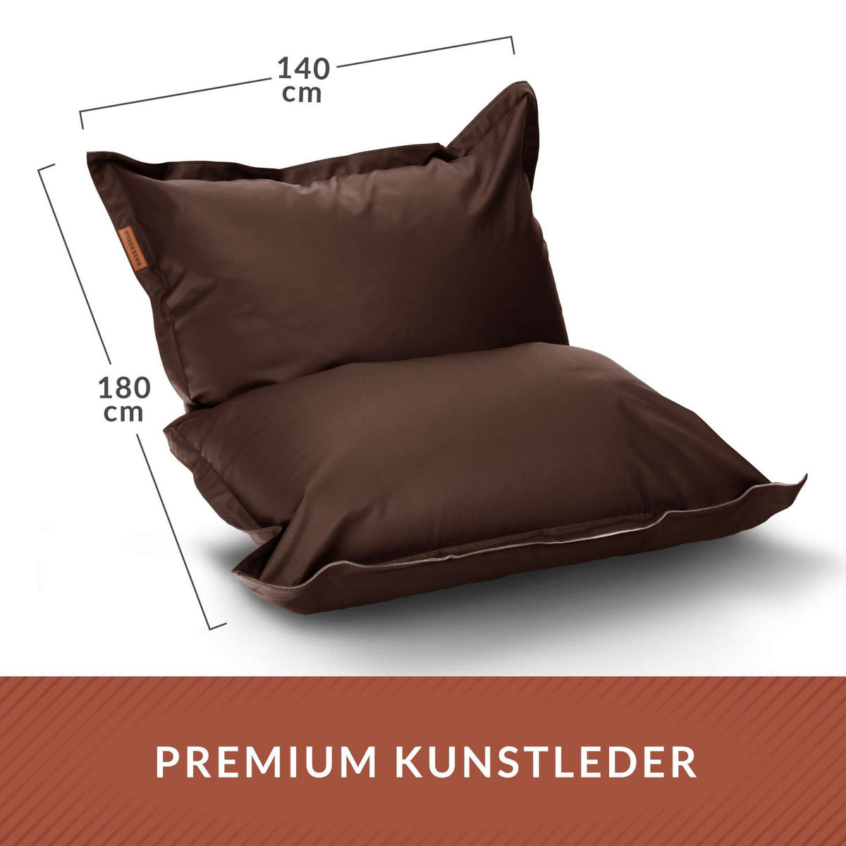 INDOOR RIESEN SITZSACK XXL Kunstleder - Dunkelbraun, Textil (140/25/180cm) - Green Bean