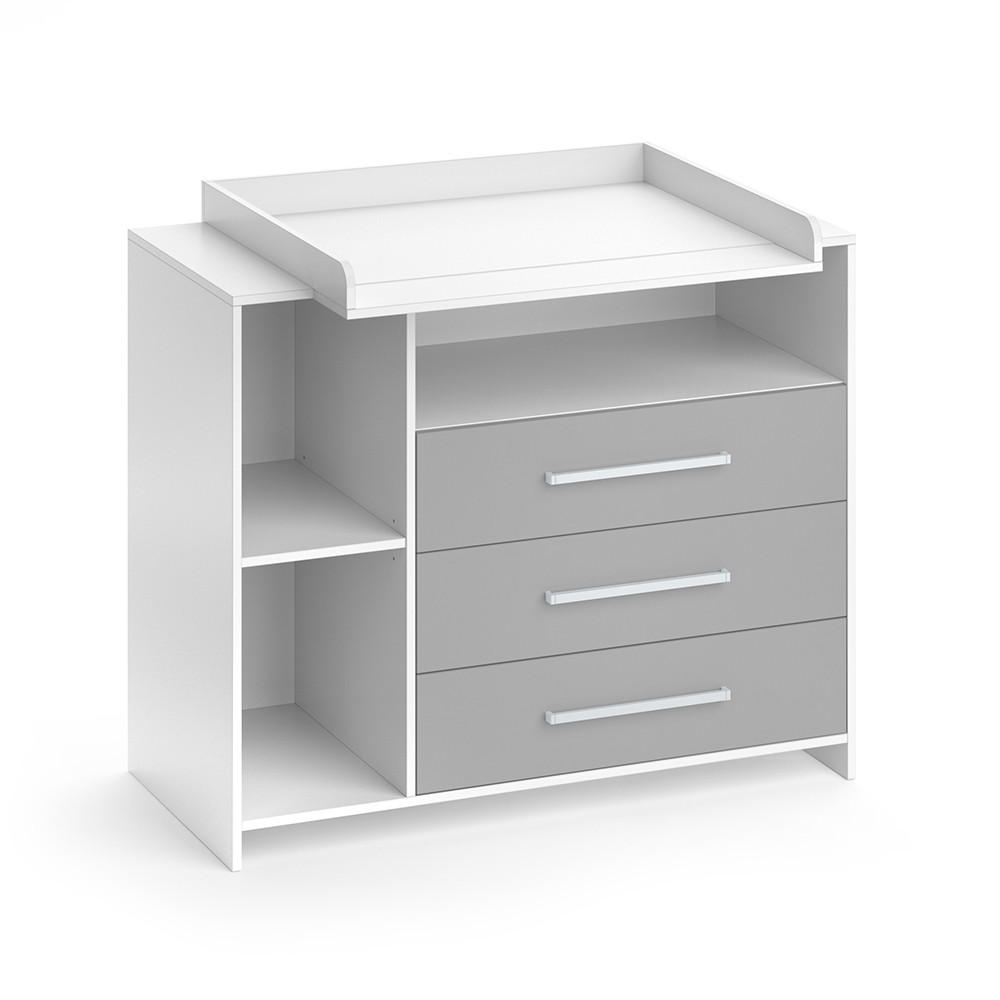 WICKELKOMMODE Oskar Weiß/Grau 113 x 100 cm - Weiß, Holzwerkstoff (113/100/53cm) - Vicco