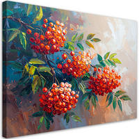 LEINWANDBILD Eberesche Pflanzen Natur wie gemalt 90x60cm - Rot, Textil (90/60cm) - Feeby