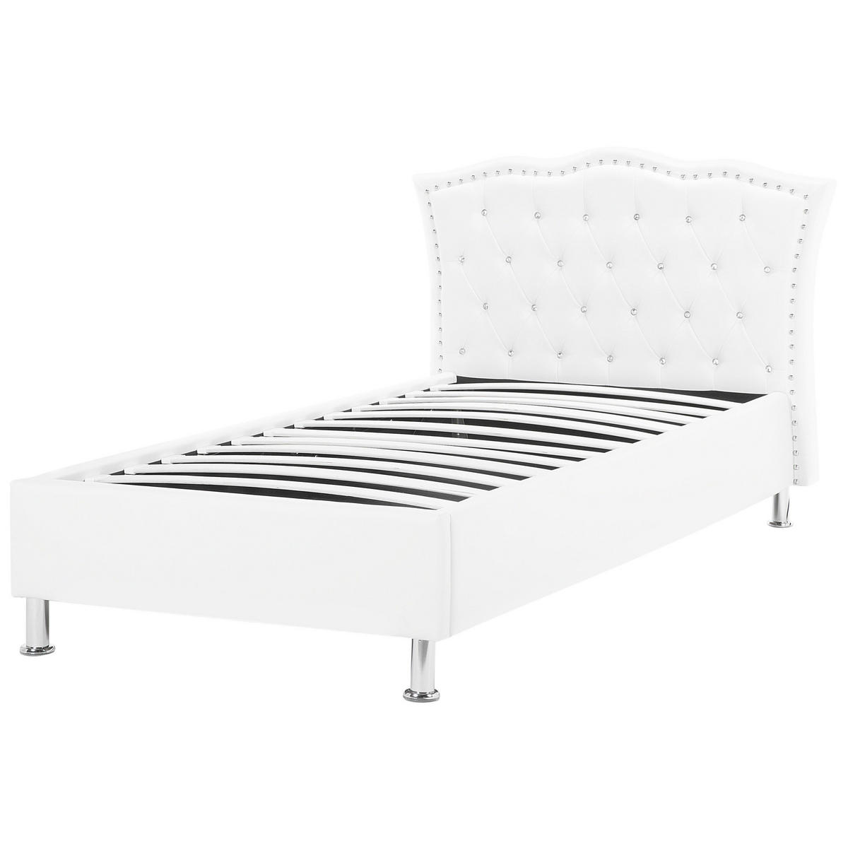 BETT 90/200cm Weiß Metz - Weiß, Kunststoff/Textil (90/200cm) - Beliani