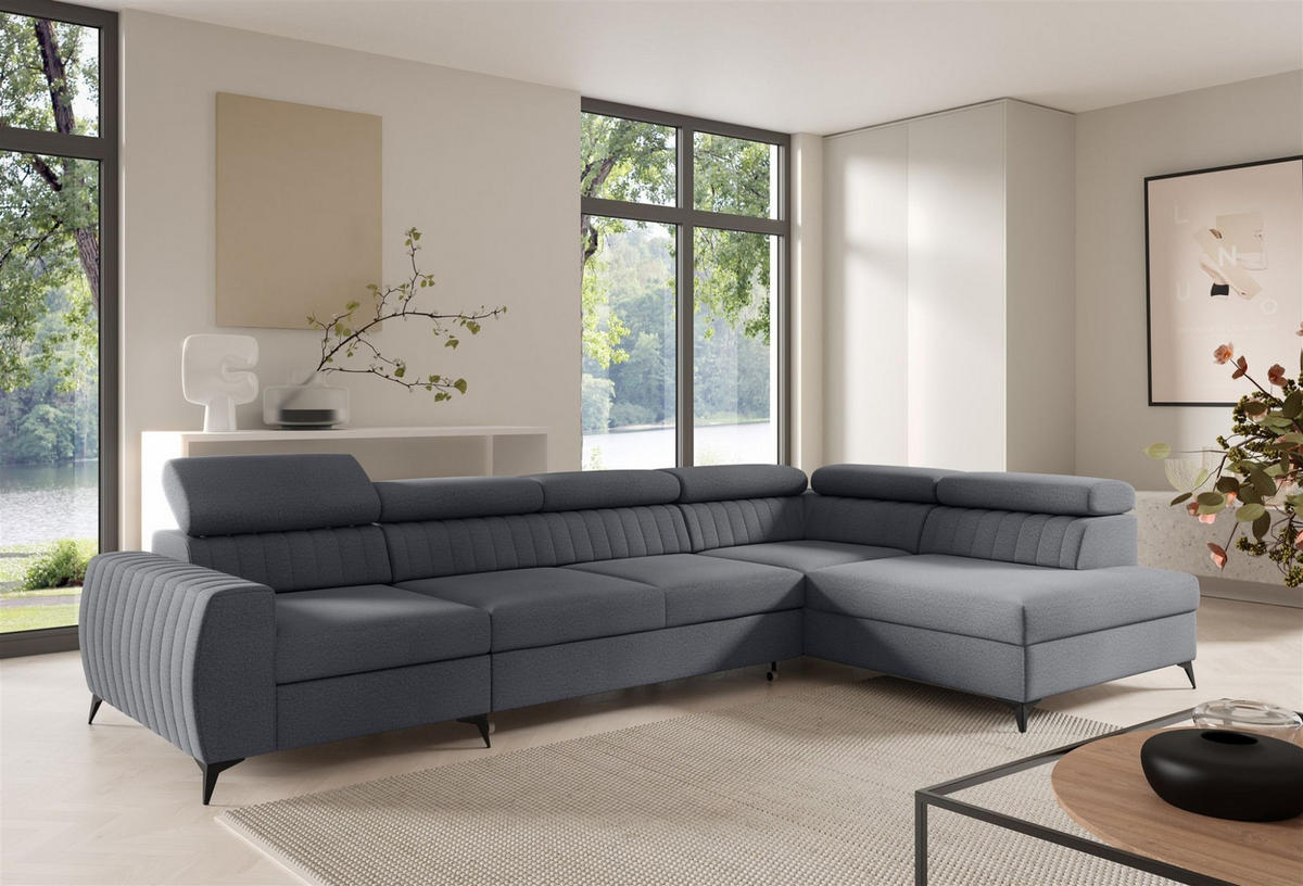 ECKSOFA Toronto Xl - Grau, Holzwerkstoff/Textil (340/200cm) - Fun Möbel