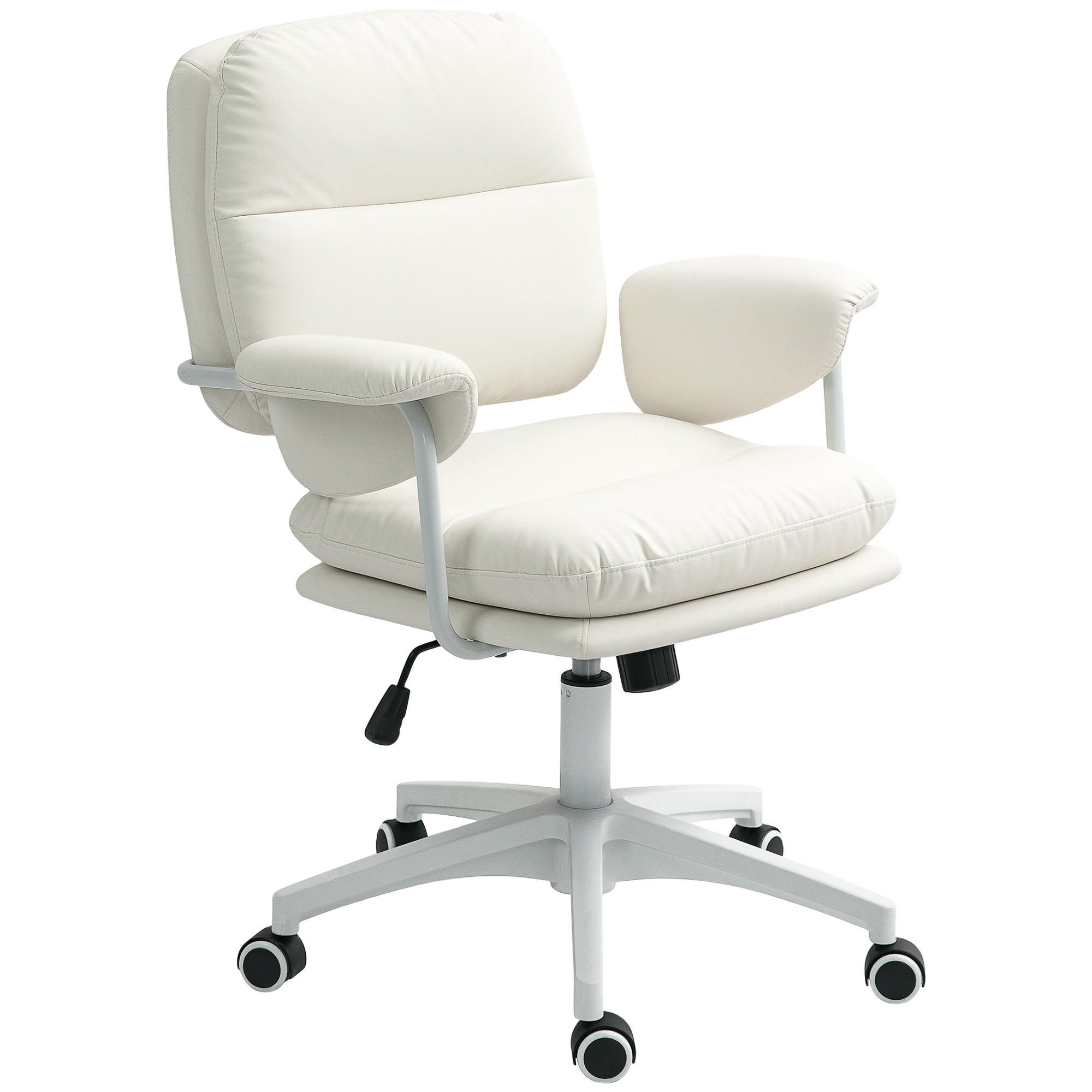 BÜROSTUHL Weiß Kunstleder, Schaumstoff 65xx64x98 xm - Weiß, Kunststoff (64/98/65cm) - DESIGN IN