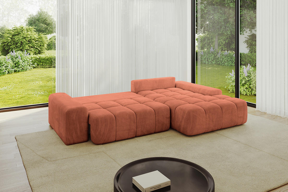 ECKSOFA Ottomane Rechts ENSI-L - 267x164x88 cm Koralle - Koralle, Holzwerkstoff/Kunststoff (164/267cm) - ALTDECOR