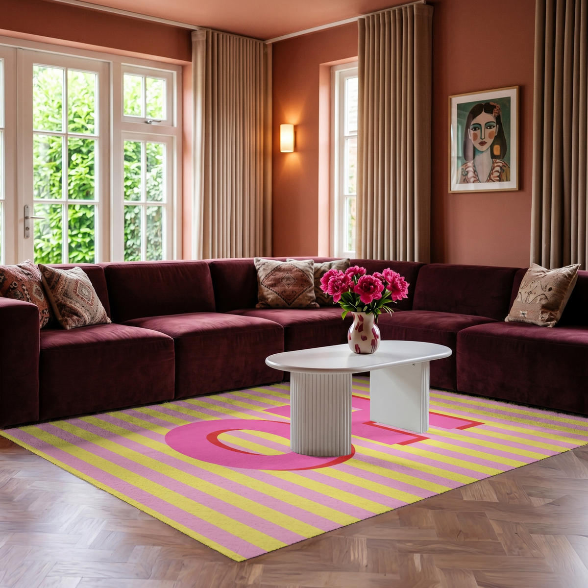 TEPPICH - Text - Streifen - Rosa - 230x150 cm - Pink, Kunststoff/Textil (230/0.4cm) - OnlyWow