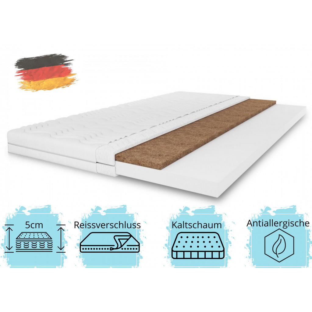 Thumbnail - Marpur Matratzentopper, Mehrfarbig, Textil, H4, 100x200 cm, Oeko-Tex® Standard 100, Schlafzimmer, Matratzen Shop, Matrat...