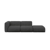SOFA Ottomane Links MIRA-S3 296x89x70 Dunkelgrau Velours - Dunkelgrau/Schwarz, Holzwerkstoff/Kunststoff (296/70/89cm) - ALTDECOR