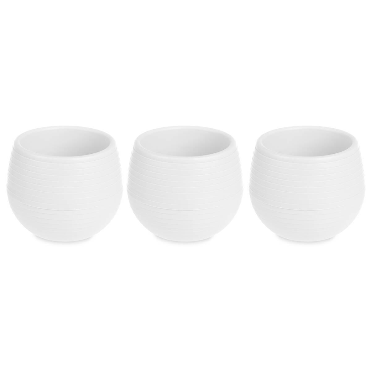 BLUMENTOPF Selbstbewässernd Kunststoff 10 cm Ø 3er-Set - Weiß, Kunststoff (10/10cm)