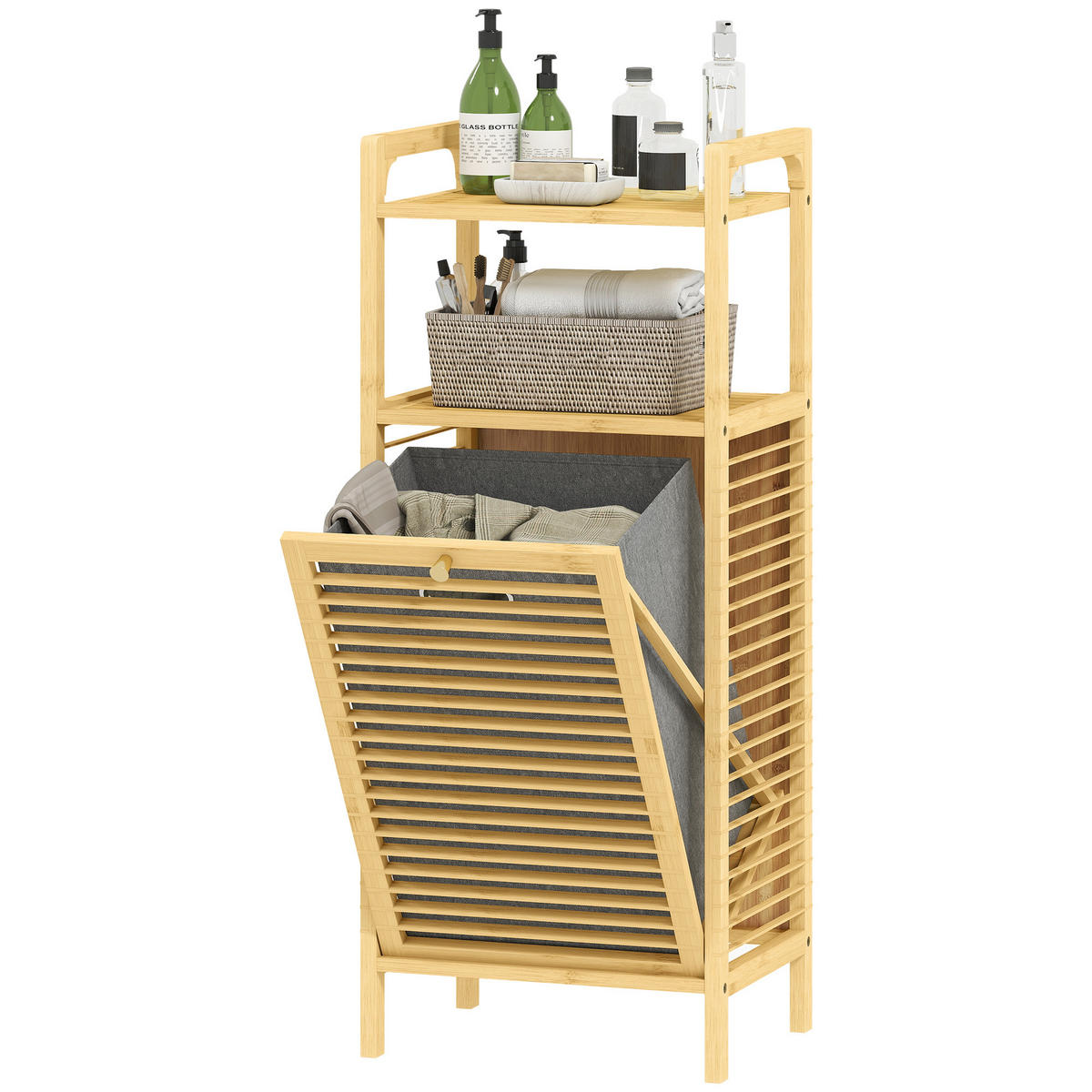 BADEZIMMERSCHRANK DE-17340 Natur - Naturfarben, Naturmaterialien (30/95/40cm) - ComfortXL