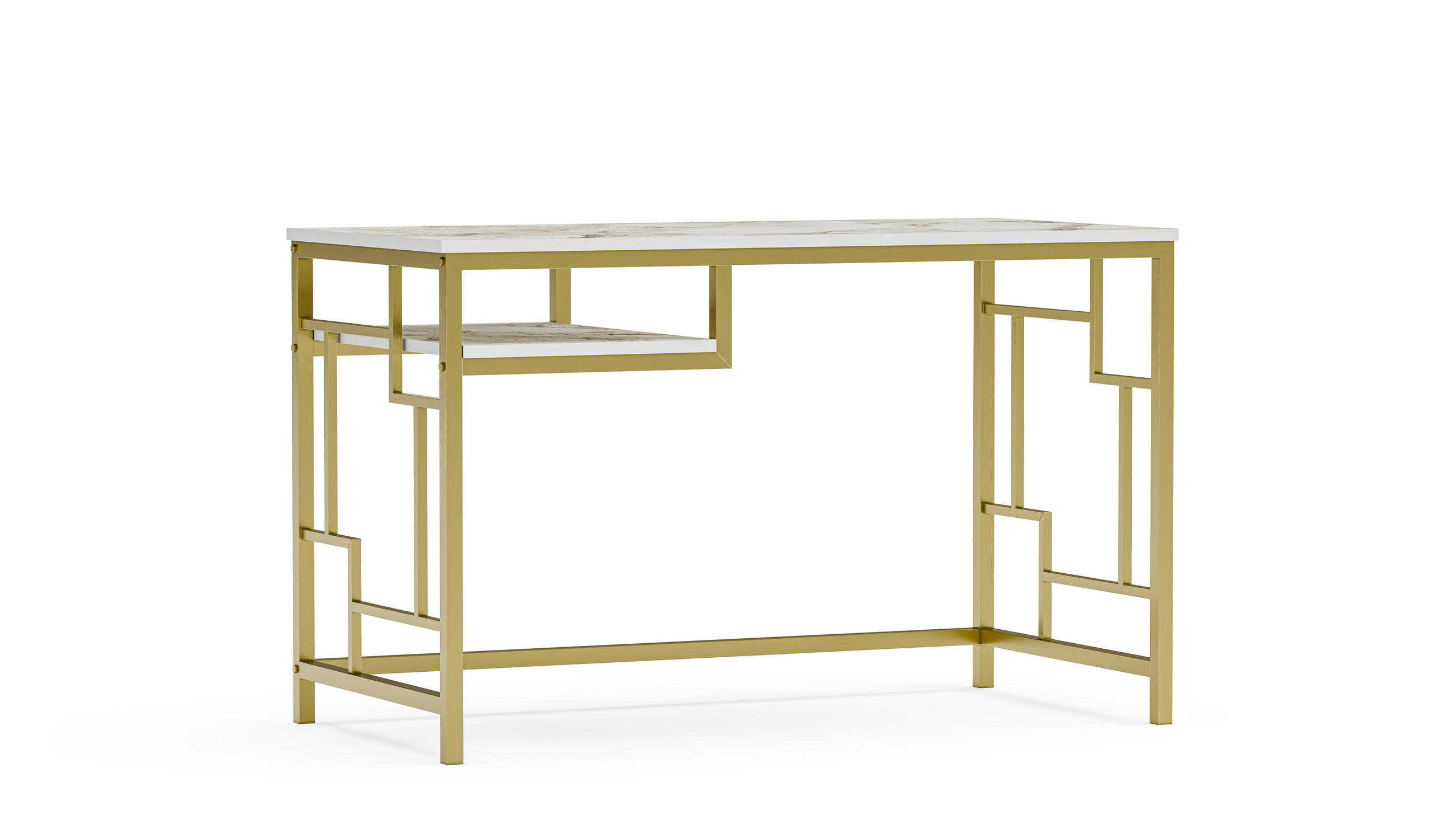 COMPUTERTISCH Victory Weiss Marmor Gold - Goldfarben/Weiß, Holzwerkstoff (120/60/75cm) - Decorotika